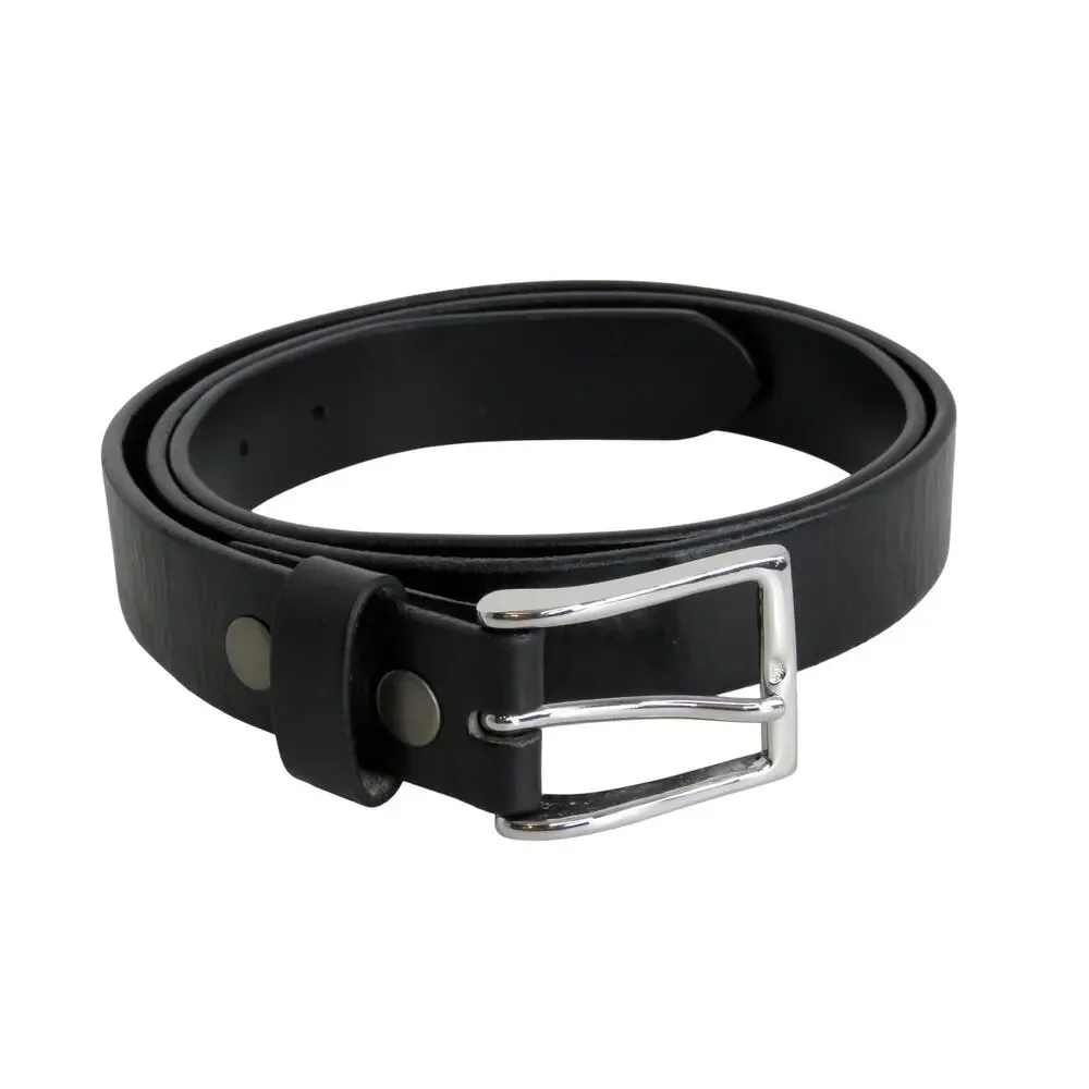 Belts.com Black Leather Belt Silver Rectangle Brass Buckle Size 40 Men's Clasic